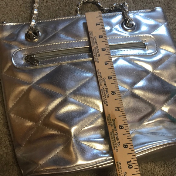 Silver Quilted Evening Tote Bag - Picture 6 of 8